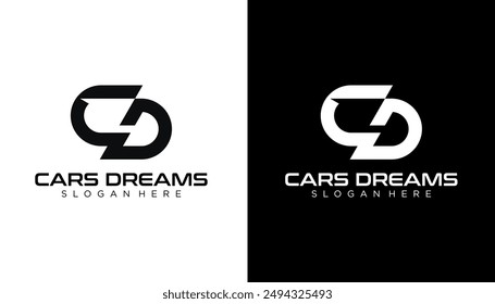CD C D Letter Logo Design in Black and White Colors. Creative Modern Letters Vector Icon Logo Illustration.