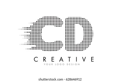 CD C D Letter Logo Design with Black Dots and Bubble Trails.