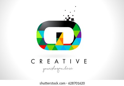 CD C D Letter Logo with Colorful Vivid Triangles Texture Design Vector Illustration.
