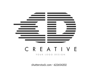 CD C D Zebra Letter Logo Design with Black and White Stripes Vector