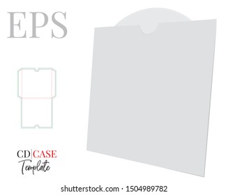 CD Case, CD Envelope template, vector with die cut / laser cut layers. White, clear, blank, isolated CD Envelope mock up on white background with perspective view