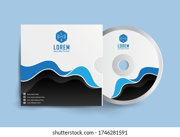 Cd case label and cd disc label design template, cd case isolated, vector realistic isolated disk, cd box and disc mockup.