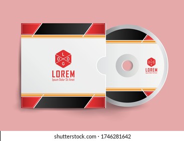 Cd case label and cd disc label design template, cd case isolated, vector realistic isolated disk, cd box and disc mockup.