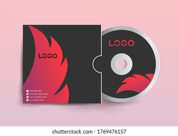 Cd case label and cd disc label design template, cd case isolated, vector realistic isolated disk, cd box and disc mockup.