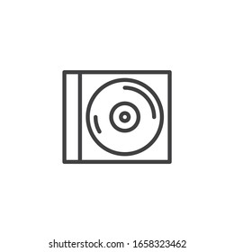 Cd Case Zeilensymbol. Disk Lineares Style-Zeichen für mobiles Konzept und Web-Design. Das Symbol für die Vektorillustration der Compact Disc Box ist umrissen. Musik, Tonsymbol, Logo-Illustration. Vektorillustration-Grafiken