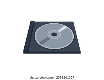 CD and CD case. Simple flat illustration in perspective view.