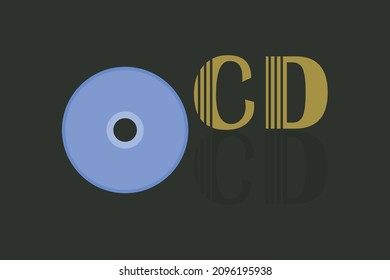 CD cassette symbol with typography vector design.  VCD,  DVD disc sign.