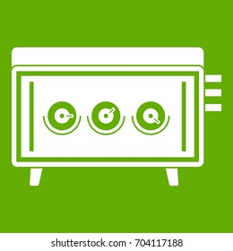 CD changer icon white isolated on green background. Vector illustration