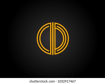 CD Circle Shape golden yellow Letter logo Design
