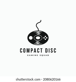 CD compact disc with controller game logo icon sign symbol design concept. Vector illustration