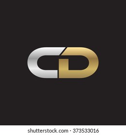 CD company linked letter logo golden silver black background