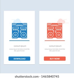 Cd, Console, Deck, Mixer, Music  Blue and Red Download and Buy Now web Widget Card Template. Vector Icon Template background