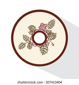 CD cover with abstract roses. Event design template. Flat