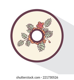CD cover with abstract roses. Event design template. Flat