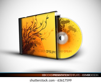 CD Cover Design with 3D Presentation Template | Everything is Organized in Layers Named Accordingly | To Change the Cover Design use the Cd and Cover Design Layers