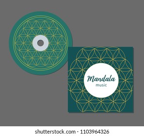 CD Cover Design with abstract geometry pattern. Floral