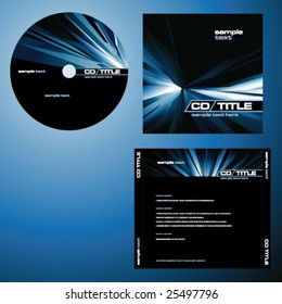 CD cover design with copy space, vector. Blue color.