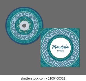 CD Cover Design Template With Greek Circular Pattern Style. Arabic, Indian, Pakistan, Asian Motif. Vector Illustration.