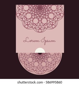CD cover design template for your business. Drawing mandala. Lace ornament. Vector illustration
