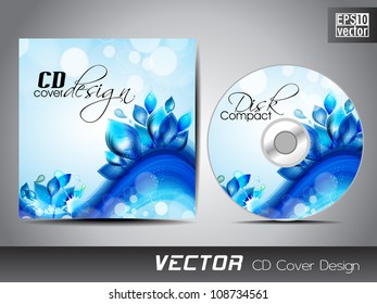CD cover design with water wave splash in floral pattern. EPS 10.