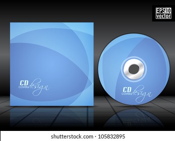 CD cover design with wave pattern in blue color. EPS 10.