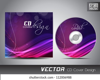 CD cover presentation design template with copy space and wave effect, editable EPS10 vector illustration.