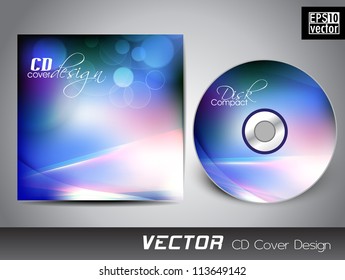 CD cover presentation design template with copy space and wave effect, editable EPS10 vector illustration.