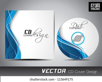 CD cover presentation design template with copy space and wave effect, editable EPS10 vector illustration.