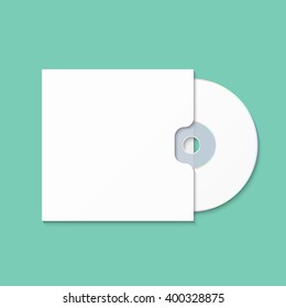 CD cover template DWD. Box for CD. Insulated packaging for discs. DWD Envelope. Vector CD box. Box CD DWD isolated on green