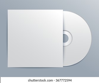 Cd template with blank label - vector illustration. White blank