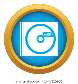 CD with danger lettering icon blue vector isolated on white background for any design