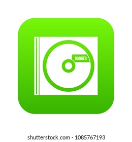 CD with danger lettering icon digital green for any design isolated on white vector illustration
