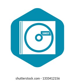 CD with danger lettering icon in simple style isolated on white background