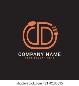 cd; dc, Food,restaurant,spoon letter logo.