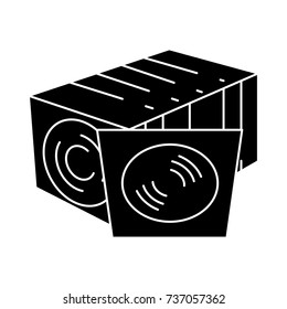 cd disc collection - vinyl icon, vector illustration, black sign on isolated background