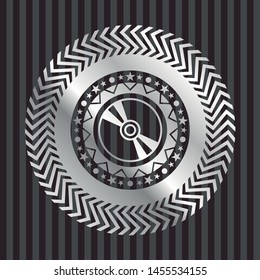 CD  disc icon inside silver shiny emblem