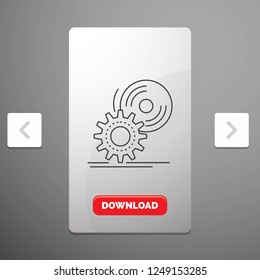 cd, disc, install, software, Line Icon in Carousal Pagination Slider Design & Red Download Button