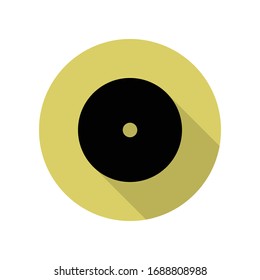 CD disc long shadow icon. Simple glyph, flat vector of web icons for ui and ux, website or mobile application