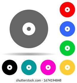 Icono de estilo multicolor de disco de CD. Línea delgada simple, contorno vectorial de iconos web para ui y ux, sitio web o aplicación móvil