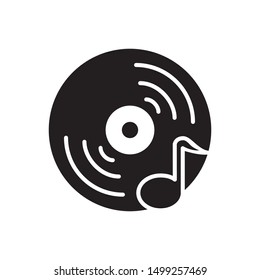 CD disc and music note icon. CDS, vinyl flat simple pictogram. DJ music record vector illustration