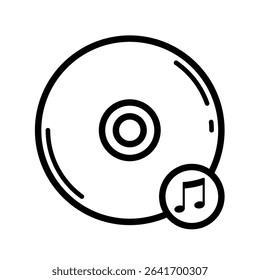 CD Disc with Music Note – Vector Icon