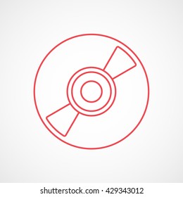 CD Disc Red Icon On White Background