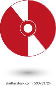 CD disc - red vector  icon with shadow