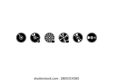CD Disc Silhouette Vector Collection Set