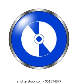 CD disc - vector icon on the blue button