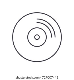 cd disc vector line icon, sign, illustration on background, editable strokes