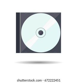 CD disk in box icon on the white background. CD vector illustration