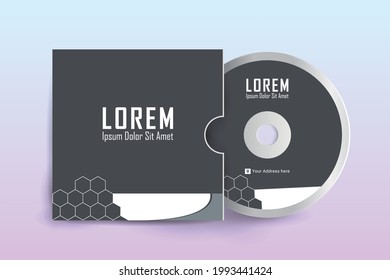 CD disk and Box label design. cd and DVD disc label design template, cd case isolated, vector realistic isolated disk, cd box and disc mockup. Vector illustration