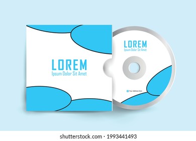 Diseño de etiquetas de CD y Box. plantilla de diseño de etiquetas de disco cd y DVD, CD aislado de estuches, disco aislado de vector realista, caja de cd y simulación de disco. Ilustración del vector