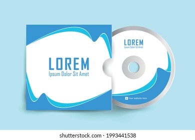 CD-Laufwerk und Box-Label-Design. CD- und DVD-Label-Design-Vorlage, CD-Gehäuse einzeln, Vektor-realistische einzelne Festplatte, CD-Box und Disk-Mock-up. Vektorgrafik